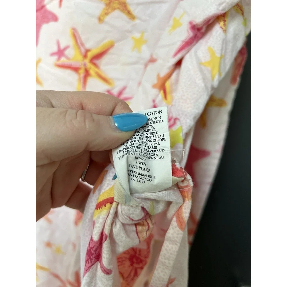 Pottery Barn Kids Bermuda Starfish Twin Duvet Cover, Flat & Fitted Sheet